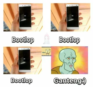 ➖ Squidward Spongebob Squarepants Bootlop Ganteng:) meme, bootloop, mobile phone, squidward, spongebob, ganteng telegram sticker