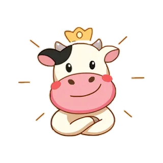 😄 krowa, zwierzę, kreskówka, korona, słodki, naklejka telegram sticker