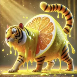 🤩 tigre, arancia, frutta, animale, gatto, agrume, divertente, carino telegram sticker
