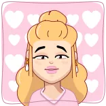 💋 cartoon, blonde, hearts, pink, woman, portrait telegram sticker