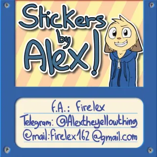 ℹ️ Stickers by Alex! 贴纸, 卡通, 艺术, 角色, 插画 telegram sticker