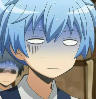💙 Nagisa Shiota Assassination Classroom Anime, Sueur, Confus, Garçon, École telegram sticker