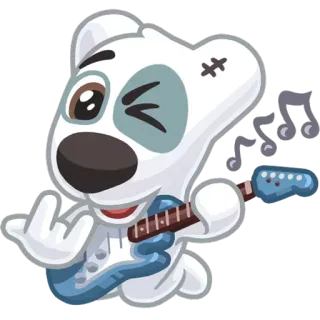 🎸 dessin animé, ours, guitare, doigt d'honneur, rock and roll, musique telegram sticker