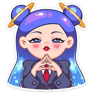 😔 stiker, kartun, gadis, anime, lucu telegram sticker
