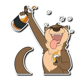🍻 otter, beer, drinking, alcohol, party, cartoon telegram sticker