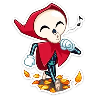 🎶 scheletro, cartone animato, autunno, autunno, foglie, carino, tristo mietitore telegram sticker