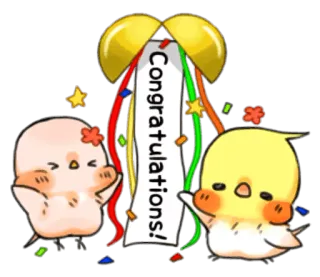 🎊 Congratulations! félicitations, fête, mignon, oiseaux, fête, festif telegram sticker