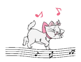 🎵 Marie The Aristocats chat, Disney, Les Aristochats, Marie, dessin animé, mignon telegram sticker