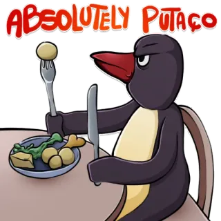 😡 ABSOLUTELY PUTAGO pingüino, comida, comiendo, dibujos animados, tagalo, pegatina telegram sticker