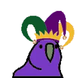 🦜 parrot, bird, purple, hat, jester, mardi gras telegram sticker