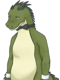 🙂 reptil, dragón, antropomorfo, lagarto, pajarita whatsapp sticker