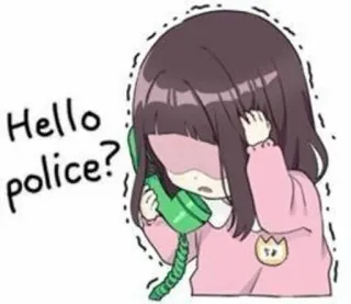 🌟 Hello police? police, phone, cartoon, girl, call telegram sticker