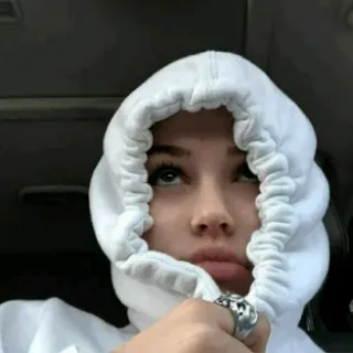 🖤 phụ nữ, áo hoodie, nhẫn, chân dung, cô gái telegram sticker