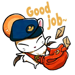 ✉ Good job~ 猫, 郵便配達員, よくできました, 配達, 動物, 漫画 telegram sticker