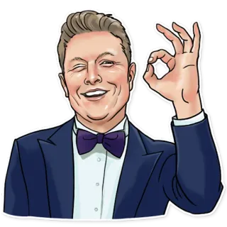 👌 Elon Musk elon musk, znak ok, biznesmen, mruganie, ilustracja, mężczyzna telegram sticker