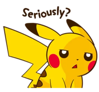 😕 Pikachu Seriously? Pikachu, Pokémon, Naprawdę?, Zdezorientowany, Postać z kreskówki, Anime, Pytający, Słodki, Żółty telegram sticker