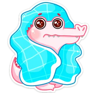 ☺️ Мультфильм, Крокодил, Одеяло, Милый, Рептилия whatsapp sticker