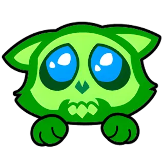 😾 sticker, green, cat, skull, cartoon, eyes telegram sticker