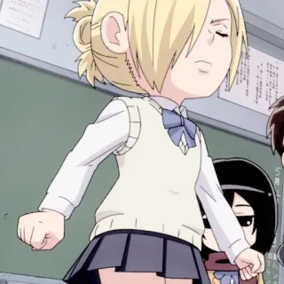 🧺 Annie Leonhart Attack on Titan Anime, Desenho animado, Annie Leonhart, Ataque dos Titãs, Uniforme escolar, Chibi telegram sticker