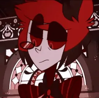 🧨 Alastor Hazbin Hotel cartone animato, demone, rosso, Hazbin Hotel, animazione, sorridente telegram sticker