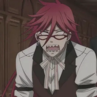 😐 Grell Sutcliff Black Butler Anime, capelli rossi, occhiali, Black Butler, Grell Sutcliff, mietitore telegram sticker