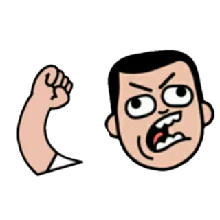 😎 주먹, 분노, 만화, 남자, 화난, 강한 telegram sticker