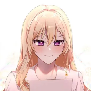 🥡 Anime, Garota, Desenho animado, Fofa, Cabelo loiro, Olhos roxos telegram sticker