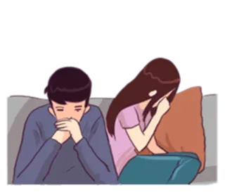 😞 грустный, пара, отношения, эмоции, горе, плач telegram sticker