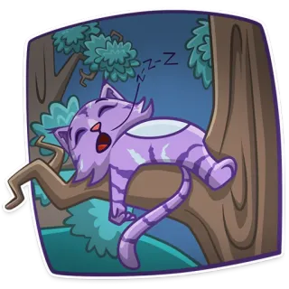 😴 z-z-z Katze, Schlaf, Baum, süß, Cartoon whatsapp sticker