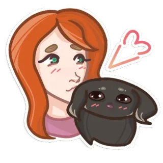 💕 Cartoon, Frau, Hund, Haustier, Freund, Liebe, Kawaii, Tier, Süß telegram sticker