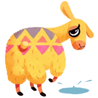 😢 lama, zwierzę, słodki, kreskówka, ilustracja, żółty, smutny telegram sticker