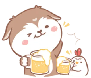 🍻 cartoni animati, animale, carino, birra, toast, amici telegram sticker