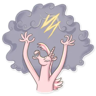 ⚡ unicorn, badai, awan, petir, kartun, stiker, fantasi whatsapp sticker