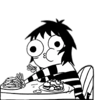😋 cartoon, food, eating, fries, table, character, animation telegram sticker