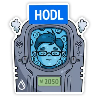❄️ HODL crypto, bitcoin, hodl, investimento, valuta digitale, finanza, meme telegram sticker