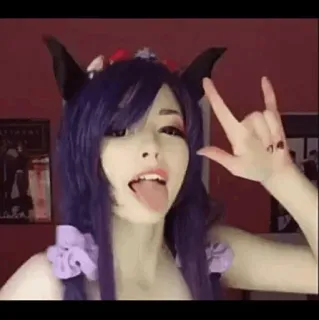 🥄 woman, tongue, ears, rock, metal, horns whatsapp sticker