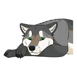 😔 lobo, animal, perro, dibujo animado, furry, pegatina, mamífero whatsapp sticker
