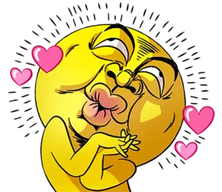 😘 Biểu tượng cảm xúc, Mặt vàng, Tình yêu, Trái tim, Nụ hôn, Phim hoạt hình telegram sticker