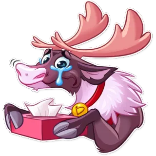 😢 Sven Frozen Rentier, weinend, traurig, Cartoon, Disney, animiert, Sven, Die Eiskönigin telegram sticker
