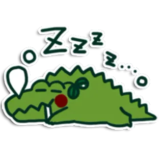 🐊 ZZZZ crocodile, dormir, dessin animé, animal, reptile, mignon telegram sticker