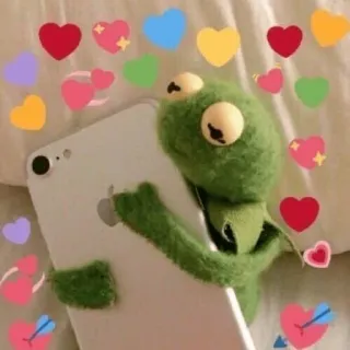 ❤️ Kermit Ếch Kermit, trái tim, tình yêu, dễ thương, ấm áp, Muppet, tình cảm telegram sticker