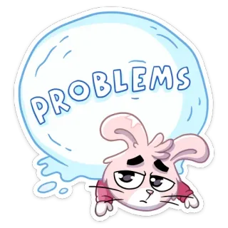 😕 PROBLEMS vấn đề, thỏ, hoạt hình, buồn, gánh nặng, căng thẳng, lo lắng telegram sticker