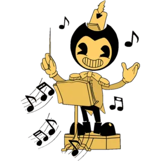 🎶 Bendy desenho animado, personagem, maestro, animação, música telegram sticker