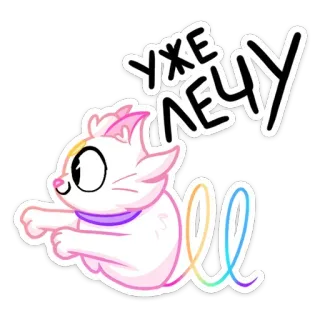 🏃‍♂️ УЖЕ ЛЕЧУ кот, милый, радуга, мультик, летающий, русский telegram sticker