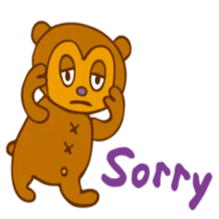 😔 Sorry Entschuldigung, traurig, Cartoon, Bär, Ausdruck, Es tut mir leid whatsapp sticker