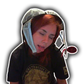 😝 BREWMASTER'S женщина, язык, шляпа, маска, человек telegram sticker