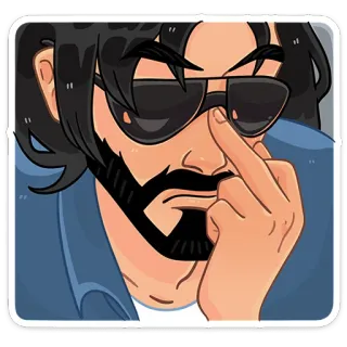 🖕 man, middle finger, offensive, gesture, sunglasses, cartoon telegram sticker