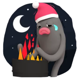 😢 triste, nuit, noël, feu, lune, pleurer, déprimé telegram sticker