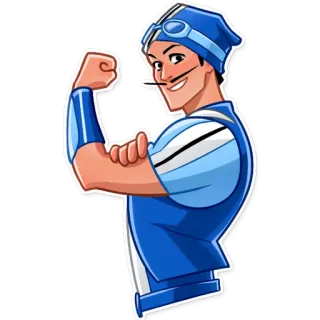 💪 Sportacus LazyTown 斯波塔克斯, LazyTown, 卡通, 健身, 肌肉, 角色, 动画 telegram sticker