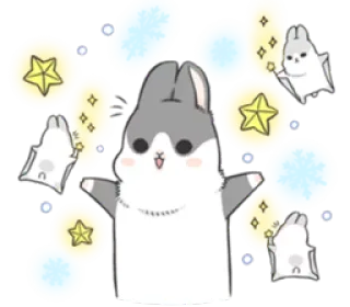 ✨ kelinci, imut, binatang, bintang, kawaii, kartun telegram sticker